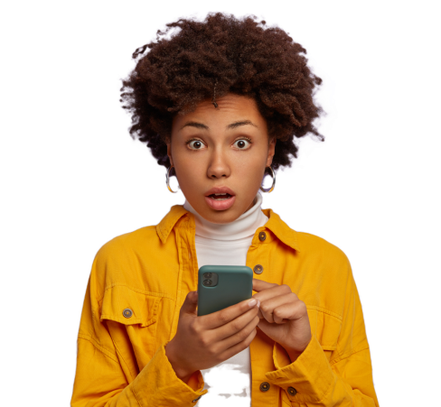 Curious girl checking phone
